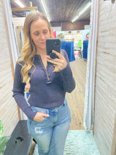 Load image into Gallery viewer, MINERAL WASHED THERMAL KNIT HENLEY TOP