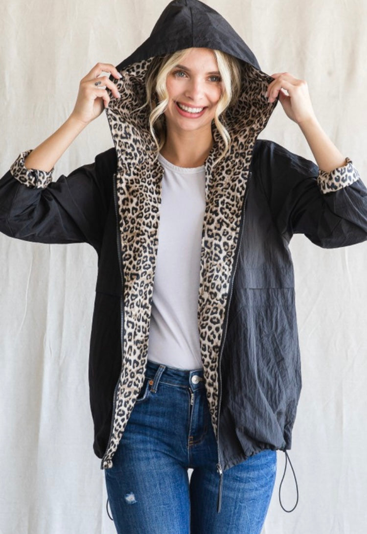 Black Leopard Print Windbreaker – Wildflowers & Barbwire Boutique